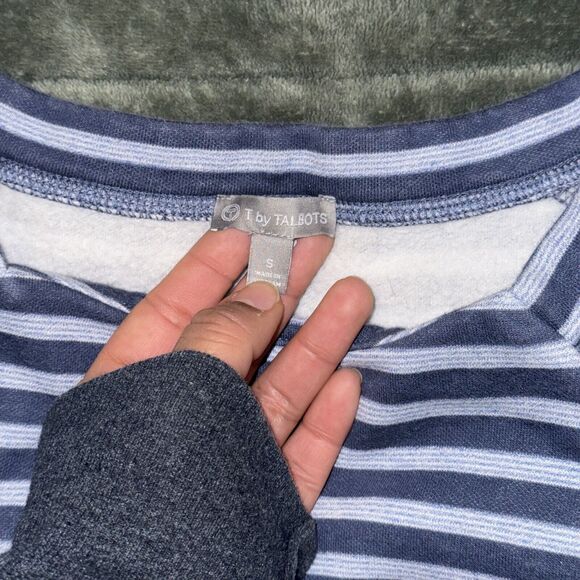 T By Talbots Sweatshirt Women's Small Multicolor Striped Boat Neck Raglan Sleeve - Picture 6 of 8